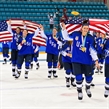 GANGNEUNG, SOUTH KOREA - FEBRUARY 22: Team USA celebrate with their gold medals after defeating Team Canada 3-2 in overtime during gold medal round action at the PyeongChang 2018 Olympic Winter Games. (Photo by Matt Zambonin/HHOF-IIHF Images)

